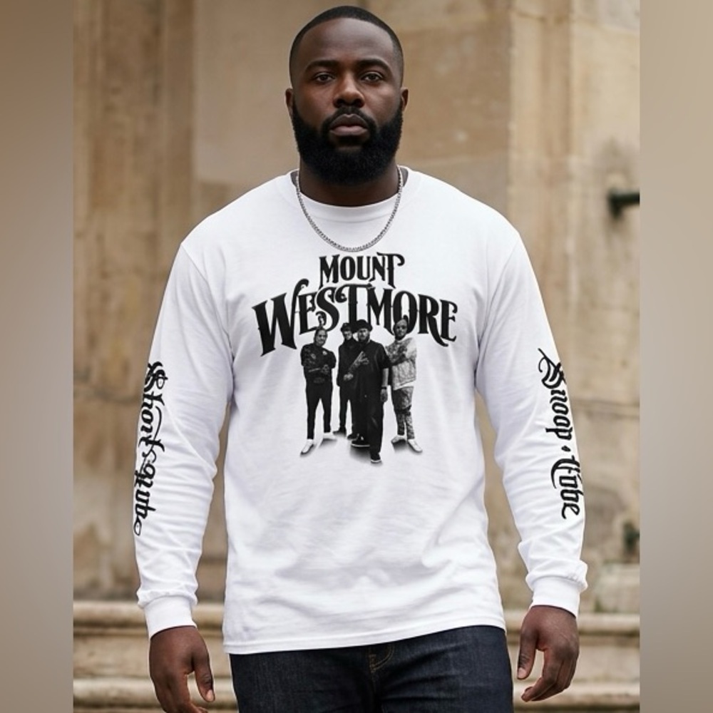 NWOT “Mt Westmore” SZ 2XL licensed white long sleeve tee w/black graphic print